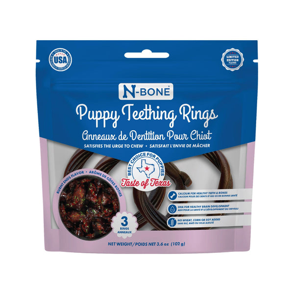 N-Bone Puppy Teething Rings Taste of Texas Burnt Ends Dog Treats