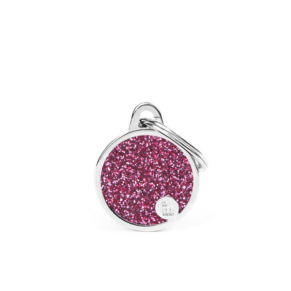 MyFamily Shine Glitter Circle Pet ID Tag, Pink
