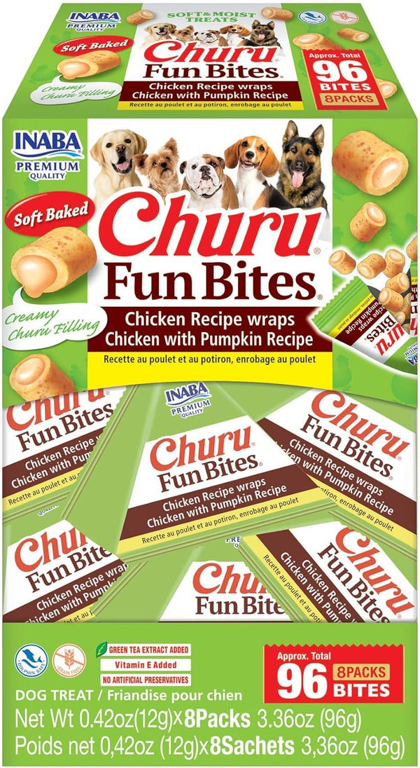INABA Churu Fun Bites Chicken Recipe Wraps with Pumpkin Dog Treats