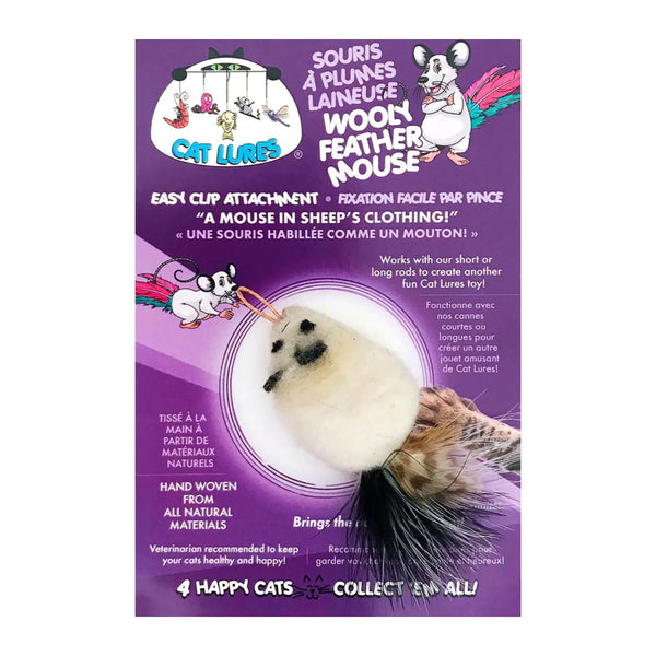 Go Cat Cat Lures Wooly Feather Mouse Attachment Cat Toy