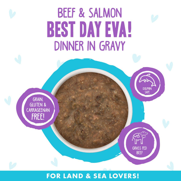 BFF OMG GRAVY Boeuf & Saumon Best Day Eva ! Dîner en sauce Pâté pour chat en boîte
