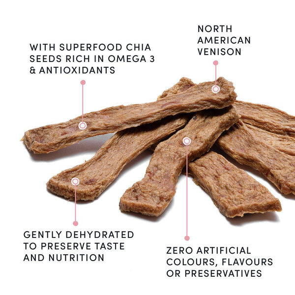 Crumps' Naturals Venison Jerky with Chia Seeds Dog Treats