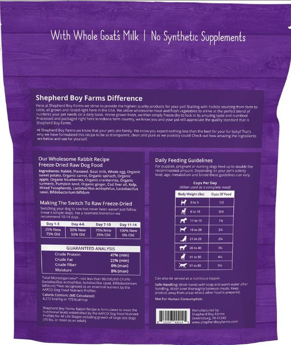 Shepherd Boy Farms Rabbit Freeze-Dried Dog Food