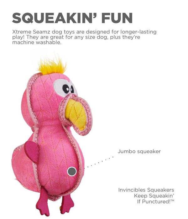 Outward Hound Xtreme Seamz Flamingo Dog Toy, Pink