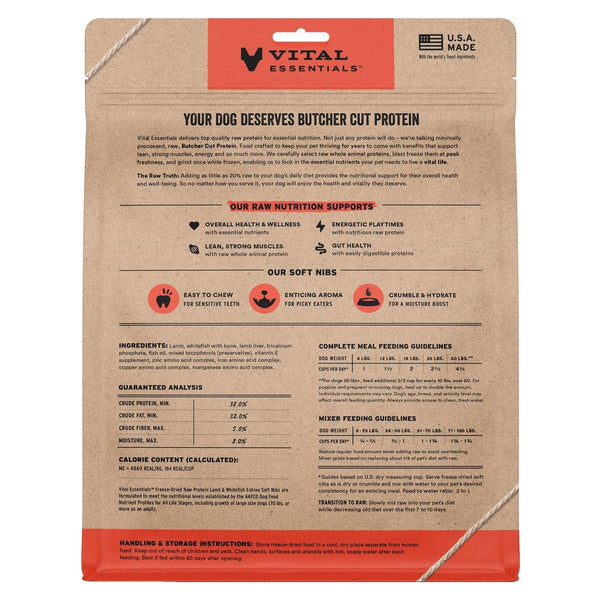 Vital Essentials Lamb & Whitefish Entree Soft Nibs Freeze-Dried Raw Dog Food