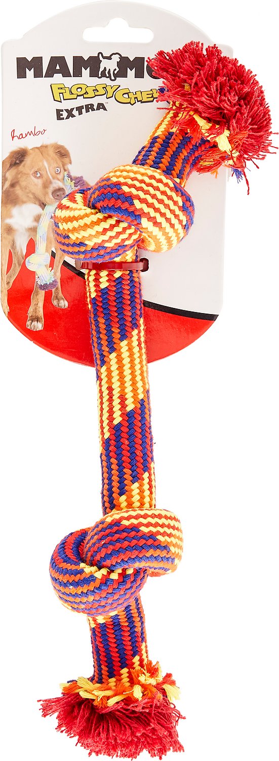 Mammoth Braidys 2 Knot Rope Bone Dog Toy, Color Varies