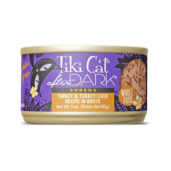 Tiki Cat After Dark Shreds Turkey & Turkey Liver in Broth Wet Cat Food Can