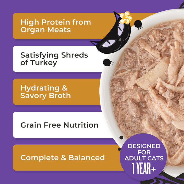 Tiki Cat After Dark Shreds Turkey & Turkey Liver in Broth Wet Cat Food Can