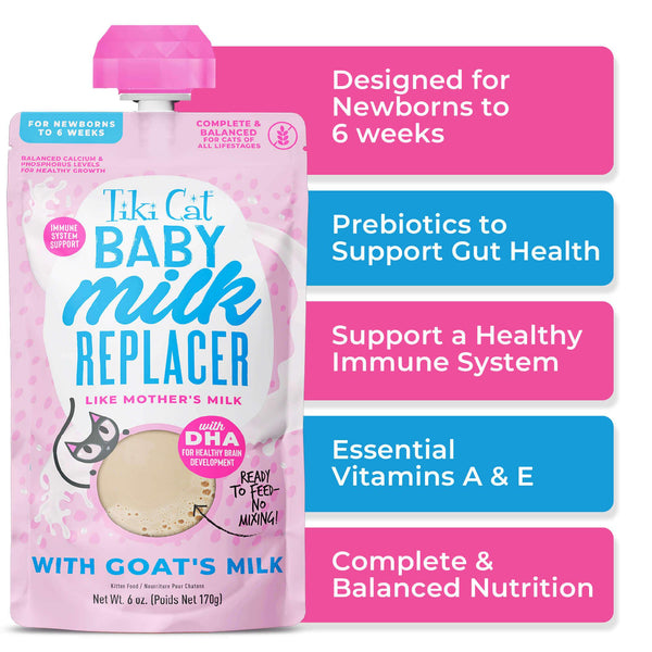 Tiki Cat Baby Milk Replacer with Goat's Milk Wet Cat Food Pouch