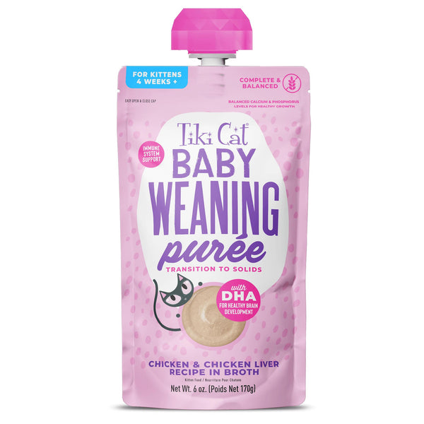 Tiki Cat Baby Weaning Puree Chicken & Chicken Liver in Broth Wet Cat Food Pouch