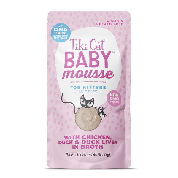 Tiki Cat Baby Mousse Chicken, Duck & Duck Liver in Broth Wet Cat Food Pouch