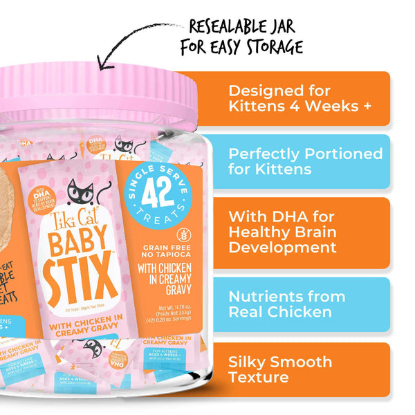 Tiki Cat Baby Stix Chicken in Creamy Gravy Cat Treats