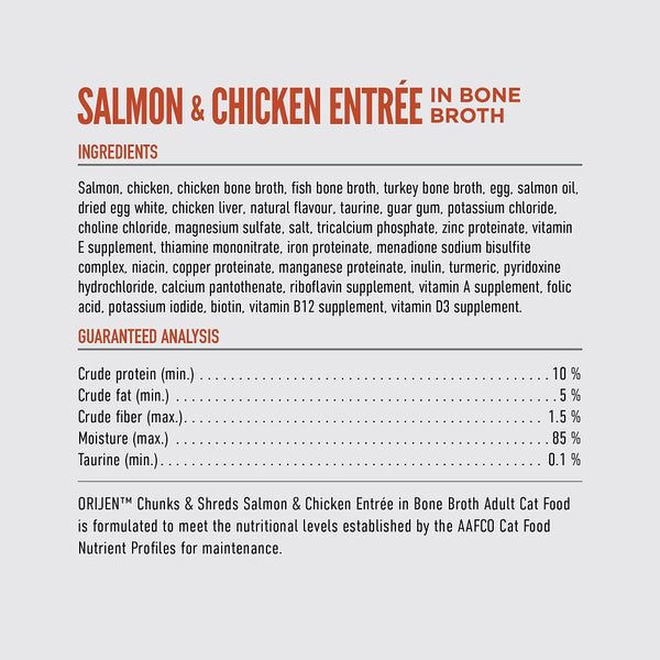ORIJEN Chunks & Shreds Salmon & Chicken Entree Wet Cat Food Can (CA)