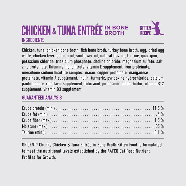 ORIJEN Chunks Chicken & Tuna Entree Kitten Wet Cat Food Can (CA)