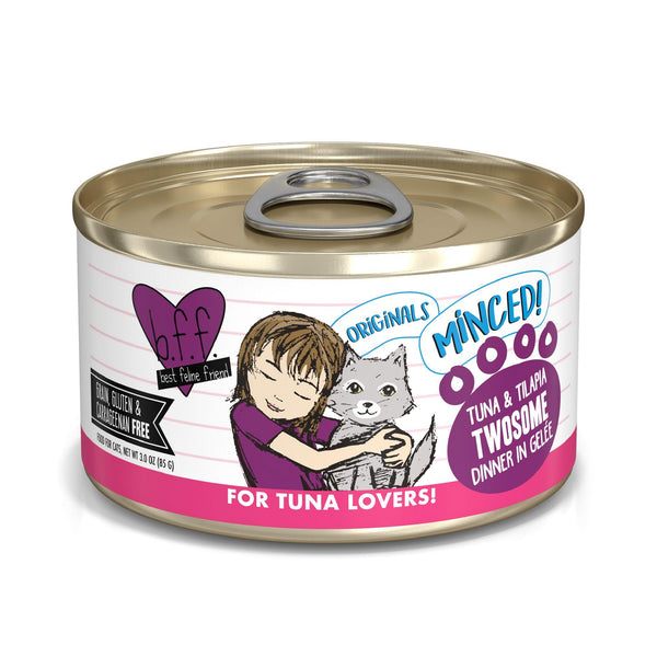 BFF Dîner duo Thon et Tilapia hachés en gelée Nourriture humide pour chats en boîte