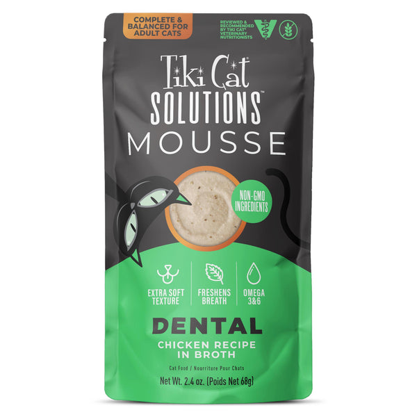 Tiki Cat Solutions Dental Mousse Chicken in Broth Wet Cat Food Pouch
