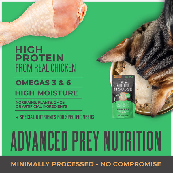 Tiki Cat Solutions Dental Mousse Chicken in Broth Wet Cat Food Pouch