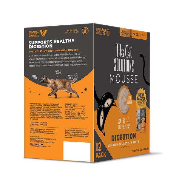 Tiki Cat Solutions Digestion Mousse Chicken & Egg in Broth Multi-Pack Wet Cat Food Pouch