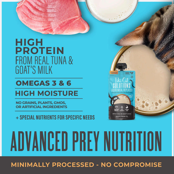 Tiki Cat Solutions Liquid Meal Replacer Tuna in Goat's Milk Wet Cat Food Pouch