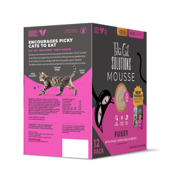 Tiki Cat Solutions Fussy Mousse with Duck Liver & Egg in Broth Multi-Pack Wet Cat Food Pouch