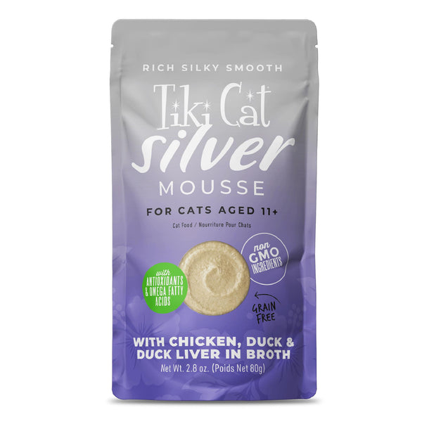 Tiki Cat Silver Mousse with Chicken, Duck & Duck Liver in Broth Wet Cat Food Pouch
