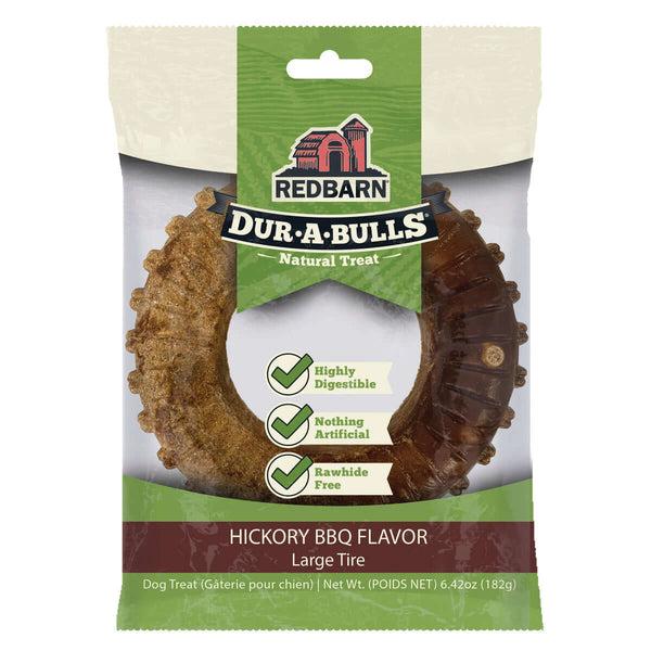 Redbarn Dur-A-Bulls Hickory BBQ Tire Dog Treats, Large