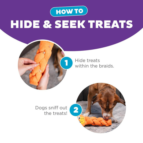 Outward Hound Nina Ottosson Twistiez Dragon Treat Puzzle Plush Dog Toy, Orange