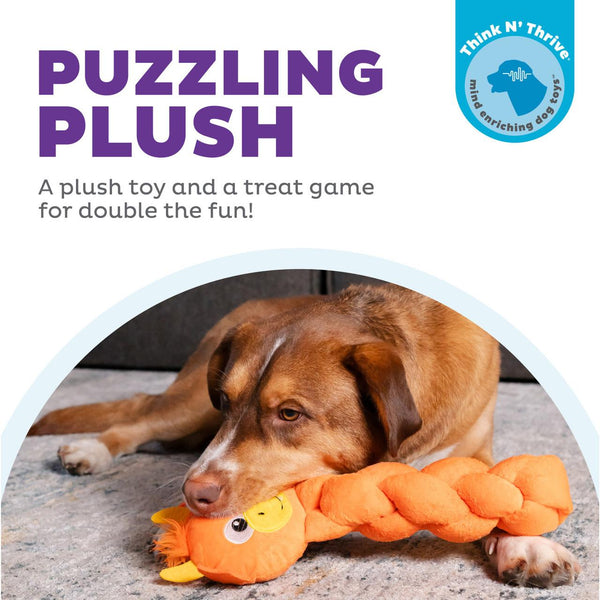 Outward Hound Nina Ottosson Twistiez Dragon Treat Puzzle Plush Dog Toy, Orange