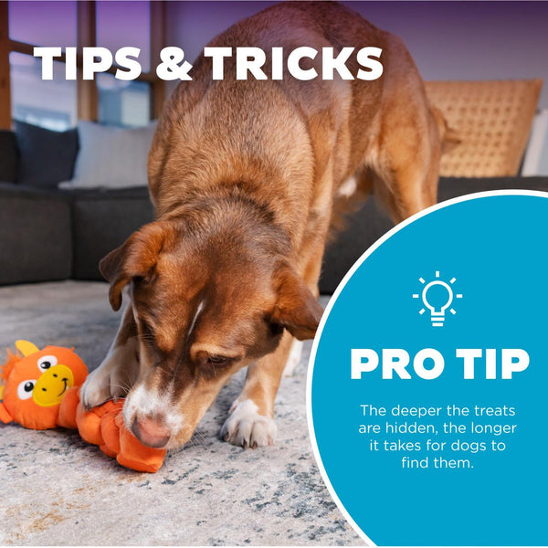 Outward Hound Nina Ottosson Twistiez Dragon Treat Puzzle Plush Dog Toy, Orange