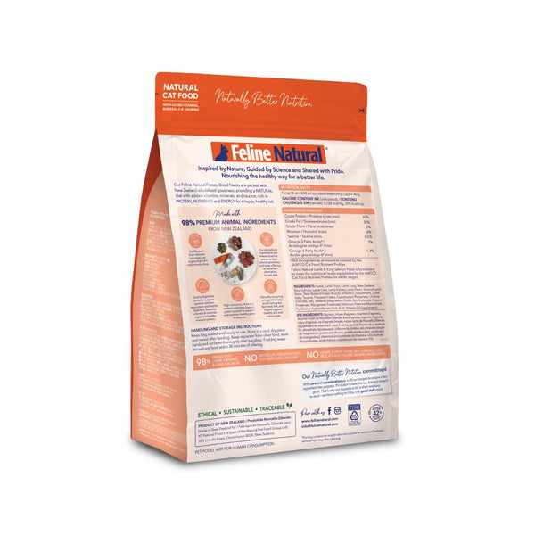 Feline Natural Festin d'Agneau et de Saumon Royal Sans céréales Nourriture pour chats lyophilisée et supplément