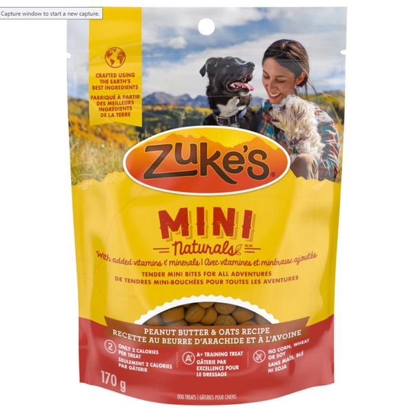 Zuke’s Mini Naturals Peanut Butter & Oats Recipe Dog Treats (CA)