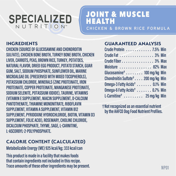 Natural Balance Specialized Nutrition Joint & Muscle Chicken & Brown Rice Wet Dog Food Can