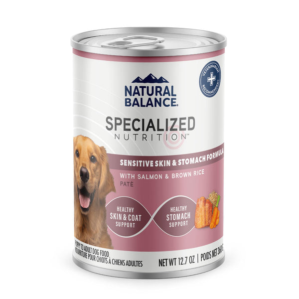 Natural Balance Specialized Nutrition Sensitive Skin & Stomach Salmon & Brown Rice Wet Dog Food Can