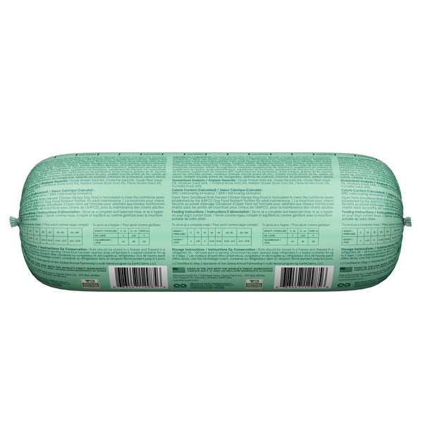 Open Farm Goodbowl Gently Cooked Harvest Chicken Roll Frozen Dog Food