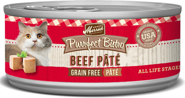 Merrick Purrfect Bistro Pâté au bœuf sans céréales Nourriture humide pour chats en conserve