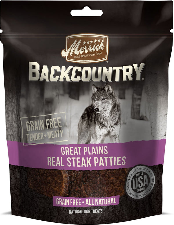 Merrick Backcountry Great Plains Real Steak Patties Dog Treats, 4-oz