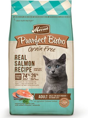 Merrick Purrfect Bistro Recette au saumon réel sans céréales Croquettes pour chats adultes