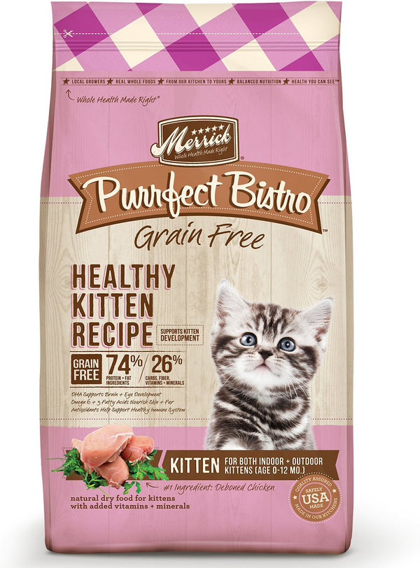 Merrick Purrfect Bistro Recette saine sans céréales pour chaton Croquettes pour chats