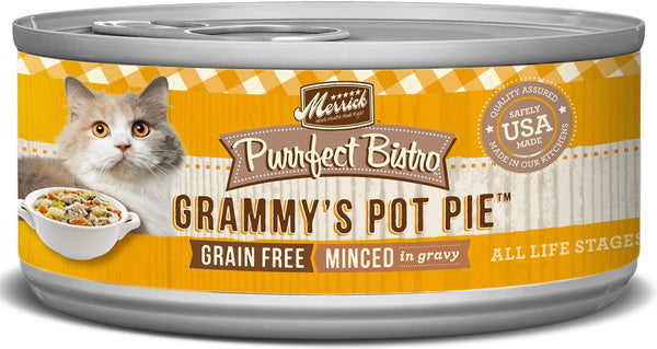 Merrick Purrfect Bistro Grammys Pot Pie Sans céréales Nourriture en conserve hachée en sauce pour chats