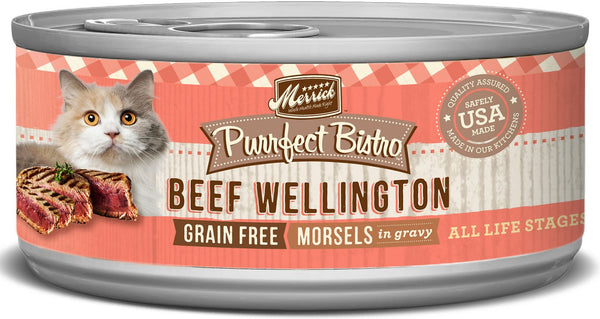 Merrick Purrfect Bistro Morsures Wellington de bœuf sans céréales en sauce Nourriture humide pour chats en conserve