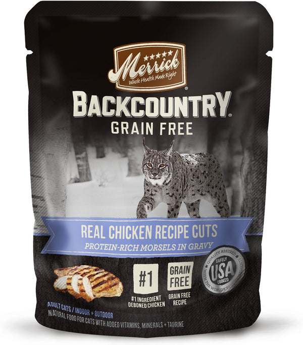 Merrick Backcountry Morceaux Sans céréales en sauce Recette au vrai poulet Sachets de nourriture pour chats