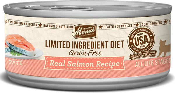 Merrick Pâtée pour chat en conserve à la recette de saumon véritable sans céréales à ingrédients limités