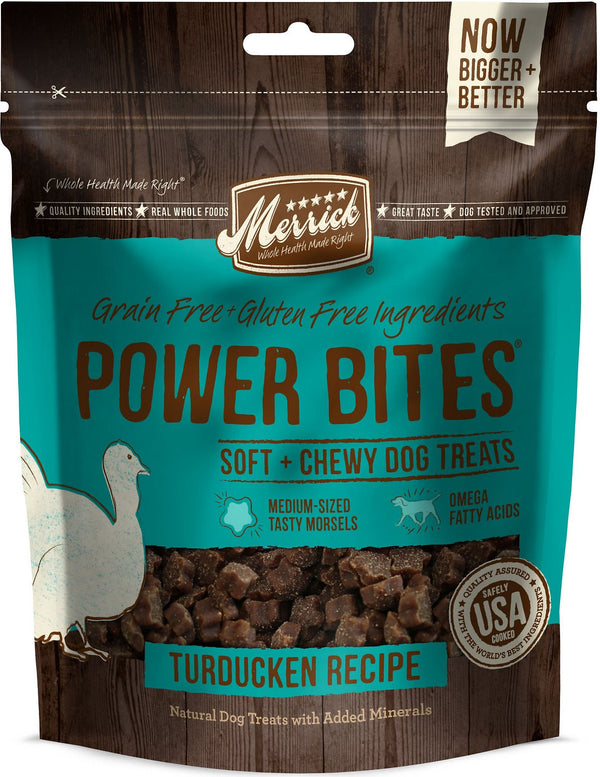 Merrick Power Bites Turducken Recipe Grain-Free Soft & Chewy Dog Treats, 6-oz