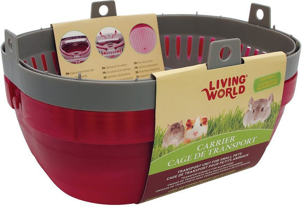 Living World Small Animal Carrier, Red & Grey, Large