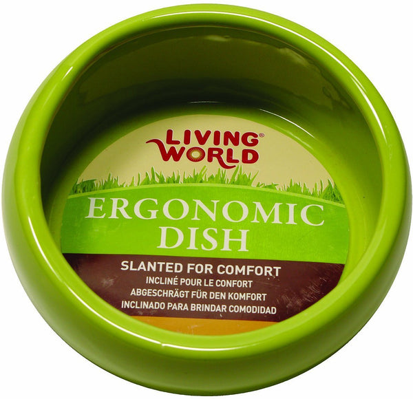 Living World Ergonomic Small Animal Dish, Green, Small
