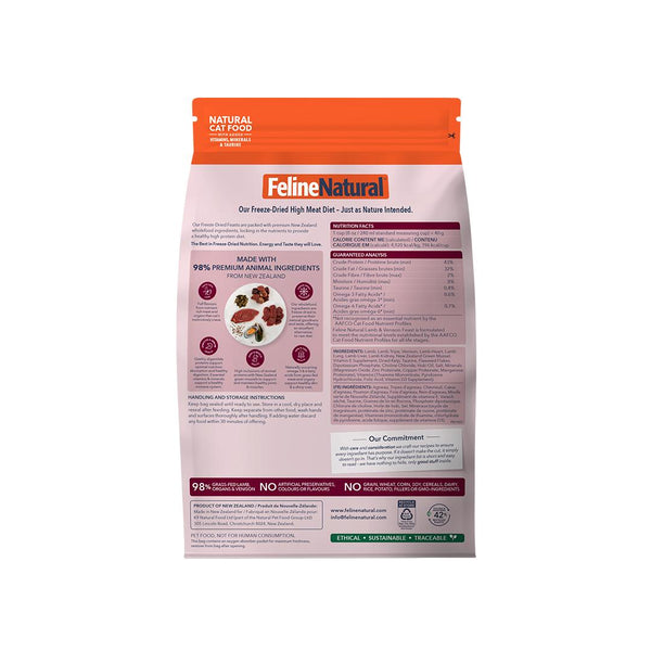 Feline Natural New Zealand Lamb & Venison Feast Grain-Free Freeze-Dried Cat Food