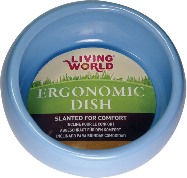 Living World Ergonomic Small Animal Dish, Blue, Small
