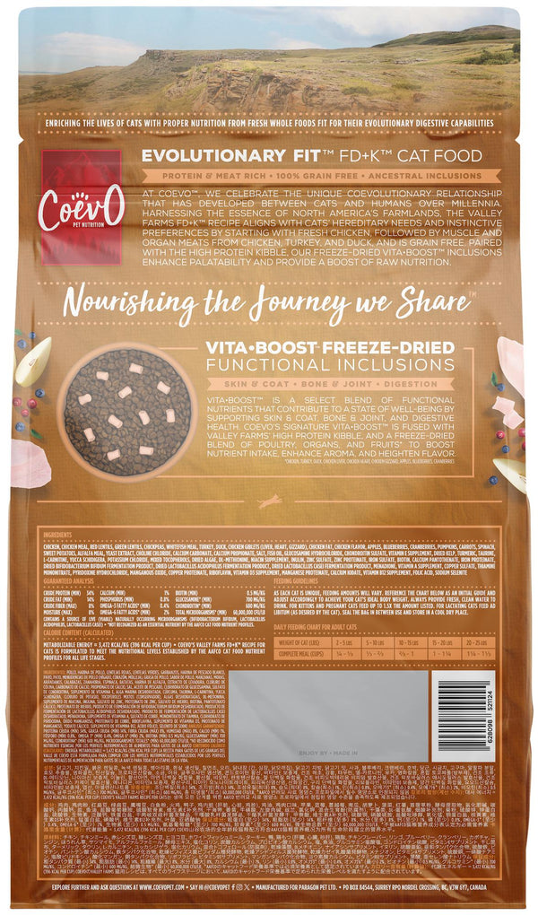 COEVO Pet Nutrition FD+K Valley Farms Recipe Dry Cat Food