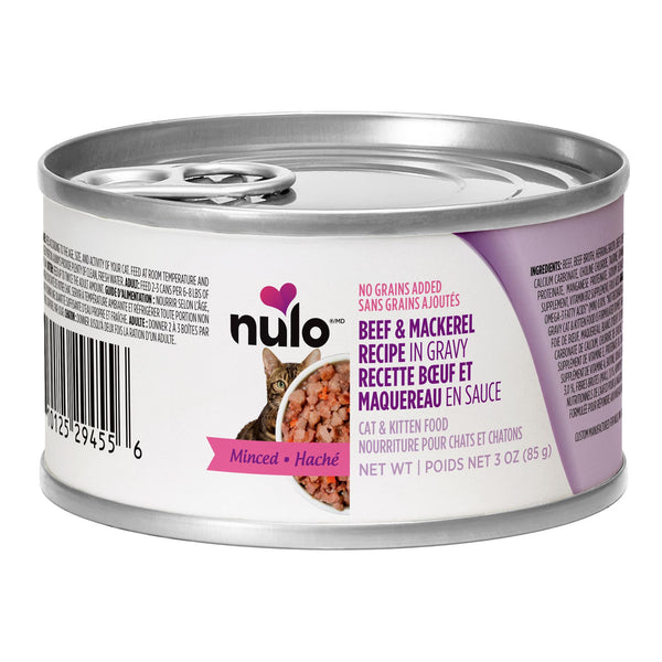 Nulo Cat & Kitten Minced Beef & Mackerel in Gravy Grain-Free Wet Cat Food Can (CA)