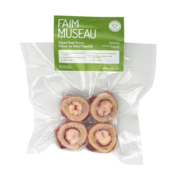Faim Museau Slied Beef Femur Dog Treats, 1-in